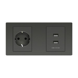 [BS_Gray] 멀티아웃렛 2구-원형+USB충전(BSG2_OB)